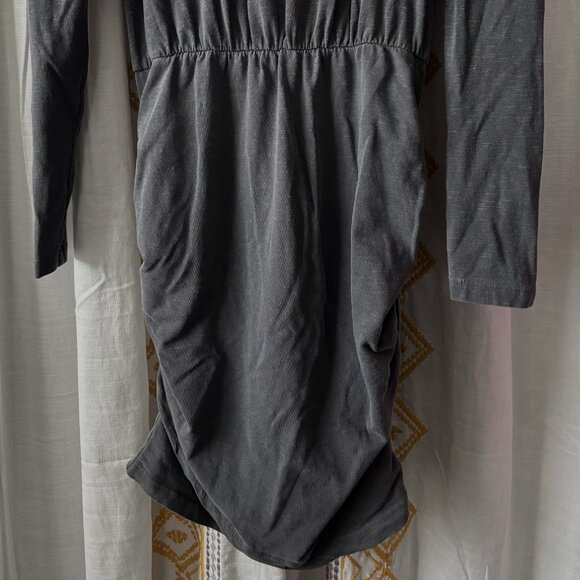 Anthropologie Sundry Shirred Mini Dress (Size M) Grey Long Sleeve Tight Fitted - Picture 6 of 12